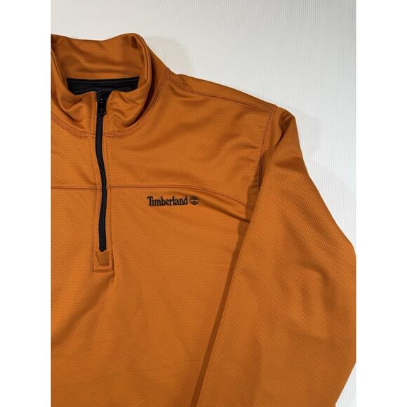 Timberland Sweater Mens XL Rust Orange Fleece Quarter Zip Pullover Logo Outdoor - Picture 2 of 8
